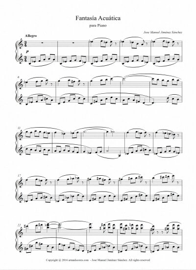 Sheet music for Piano III – Level of difficulty: Moderate