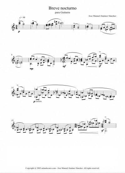 Sheet music for Guitar II – Level of difficulty: Moderate