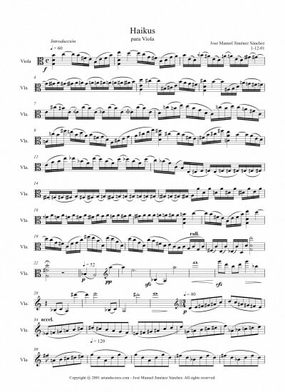Sheet music for Viola - Level of difficulty: Moderate