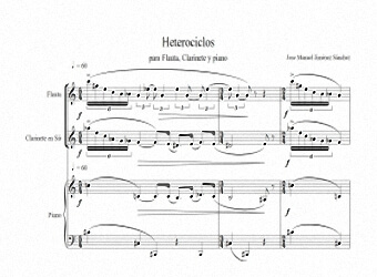 partitura para flauta, clarinete y piano - Nivel de dificultad: Dificil © artandscores.com