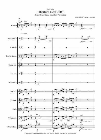 Sheet music for String Orchestra and Percussion- Level of difficulty: Moderate © artandscores.com
