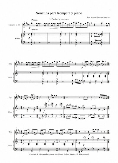 Sheet music for trumpet and piano I - Level of difficulty: Moderate