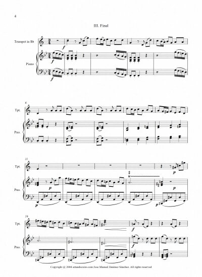 Sheet music for trumpet and piano III - Level of difficulty: Moderate
