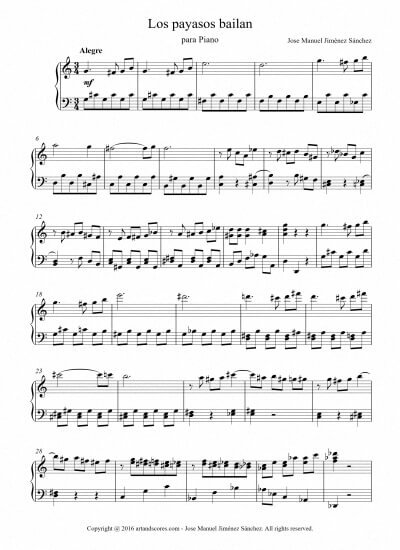 Sheet music for Piano III – Level of difficulty: Moderate