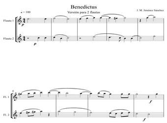 Partitura para 2 flautas - Nivel de dificultad: Fácil © artandscores.com