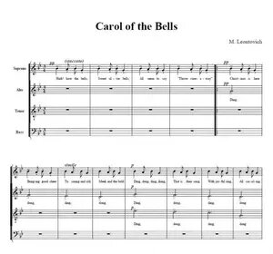 Carol of the Bells – Mykola Leontovych for choir SATB