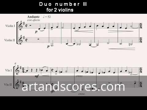 Duo number 3, for 2 violins. Sheet music © Artandscores.com
