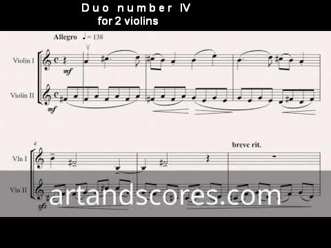Duo number 4, for 2 violins. Sheet music © Artandscores.com
