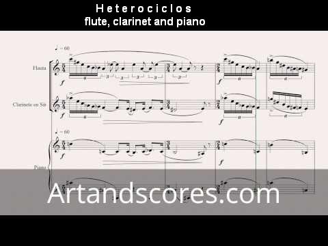 Artandscores | Heterociclos, partitura para flauta, clarinete y piano
