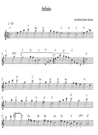 Partitura con acordes X – Nivel de dificultad: moderado