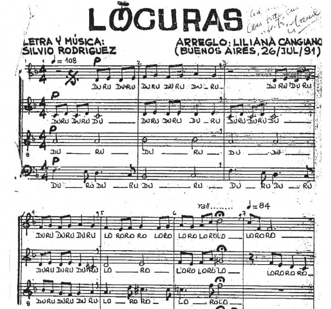 Locuras – Silvio Rodriguez & Liliana Cangiano. Best choir music – artandscores