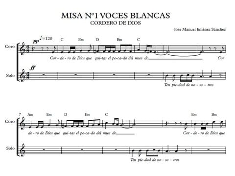 Artandscores | Misa nº1 para voces blancas: Cordero de Dios, melodía y cifrado