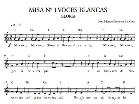 Artandscores | Misa nº1 para voces blancas: Gloria, melodía y cifrado