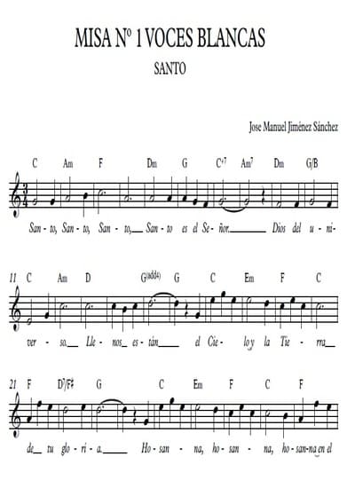 Partitura con acordes XVIII – Nivel de dificultad: fácil