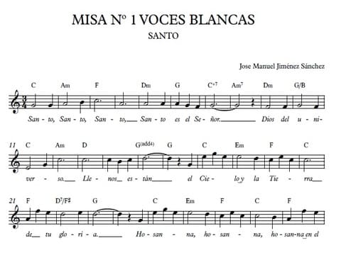 Artandscores | Misa nº1 para voces blancas: Santo, melodía y cifrado