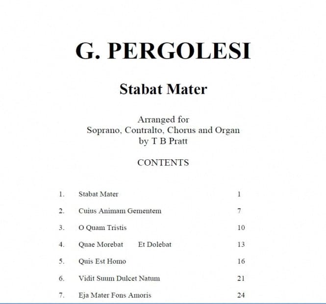 Stabat Mater dolorosa - G.B. Pergolesi, music score  SATB