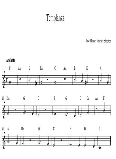 Partitura con acordes XIII – Nivel de dificultad: fácil