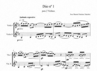 Artandscores | Partitura para 2 violines I - Nivel de dificultad: Moderada