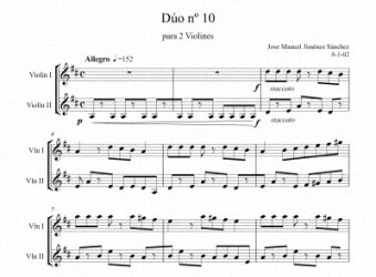 Artandscores | Partitura dúo violín X - Nivel de dificultad: Moderada