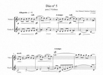 Artandscores | Partitura para 2 violines V - Nivel de dificultad: Moderada
